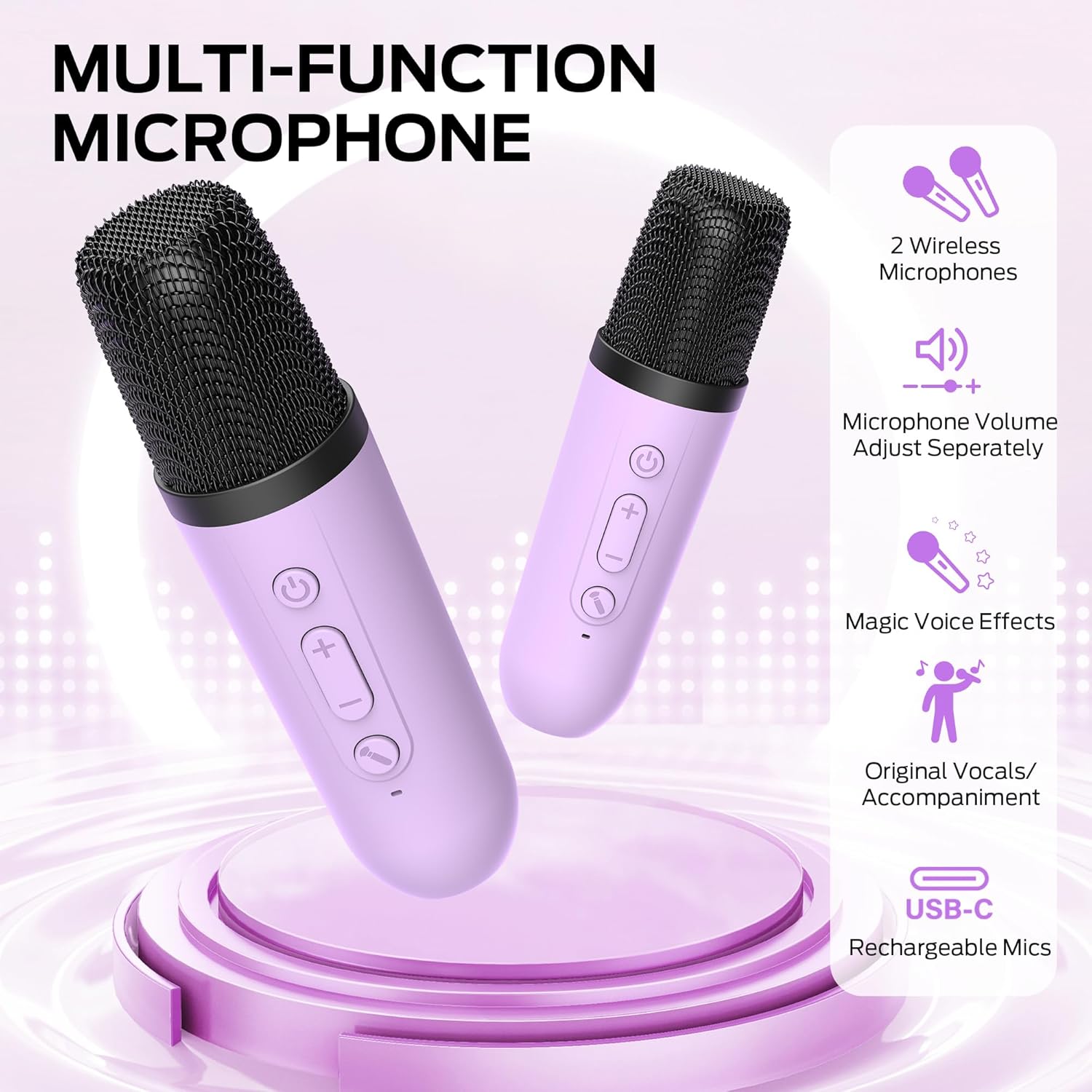 Monster Mini M8 Karaoke Machine for Kids Adults, Portable Bluetooth Speakers with 2 Wireless Microphones and Lights Monster Mini M8 Karaoke Machine for Kids Adults, Portable Bluetooth Speakers with 2 Wireless Microphones and Lights